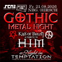 Neue Verlosung: .rcn präsentiert: GOTHIC METAL TRIBUTE NIGHT, Fr. 21.08.2026, Nbg. Der Hirsch