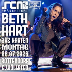 Donnerstag Mittag Einsendeschluss! .rcn präsentiert: BETH HART, Mo. 06.07.2026, WÜ Rottendorf, Kulturtage