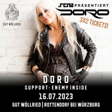 HEUTE, FREITAG, EINSENDESCHLUSS: .rcn präsentiert: DORO, SO 16.07.2023, ROTTENDORF/WÜ, GUT WÖLLLRIED