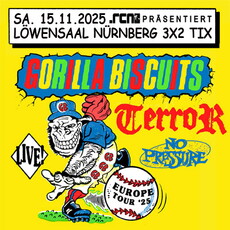 Morgen Freitag (14.11.) Einsendeschluss: .rcn präsentiert GORILLA BISCUITS, Sa., 15.11.2025, Nürnberg, Löwensaal