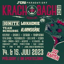 HEUTE, MITTWOCH, EINSENDESCHLUSS: .rcn präsentiert: KRACH AM BACH 2023, FR/SA 14./15.07.2023, PRÖLSDORF/STEIGERWALD