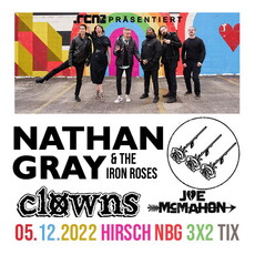 SAMSTAG EINSENDESCHLUSS: .rcn präsentiert: NATHAN GRAY & THE IRON ROSES, MO. 05.12.2022, NÜRNBERG, HIRSCH
