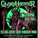 MORGEN, DIENSTAG EINSENDESCHLUSS: .rcn präsentiert GLORYHAMMER, DI. 21.06.2022 HIRSCH NBG.