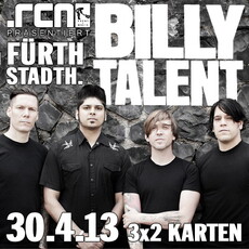 JETZT IM VORVERKAUF: .rcn präsentiert: BILLY TALENT, 30.04.2013 FÜ-STADTHALLE