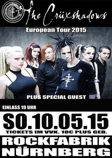 3X2 GRATISKARTEN FÜR: .rcn empfiehlt: CRÜXSHADOWS, SO 10.05.2015, NBG. UNDERGROUND IN DER ROCKFABRIK